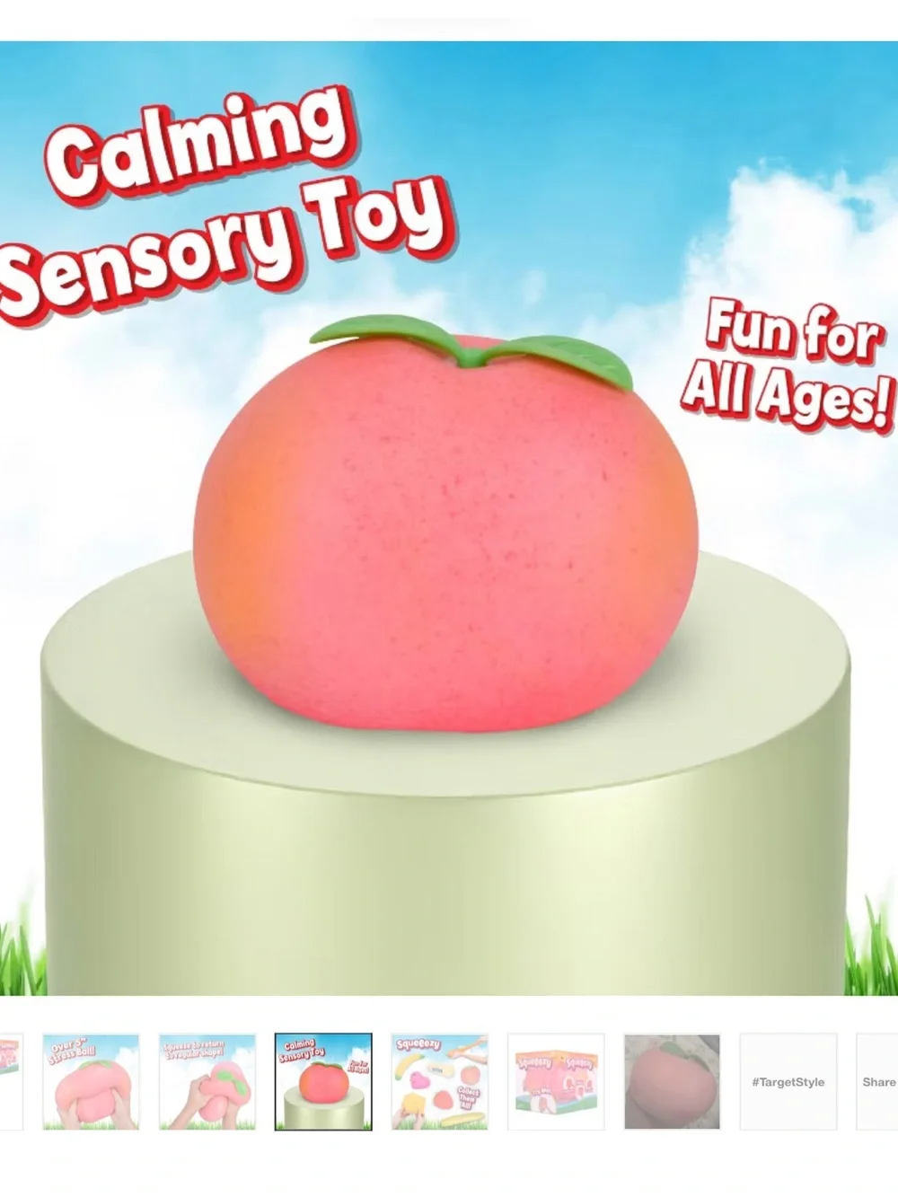 Lot/2 XL Peach Squeezy & XL Carrot Squeezy by Sunny Days Bundle/ 2 Squishies NEW